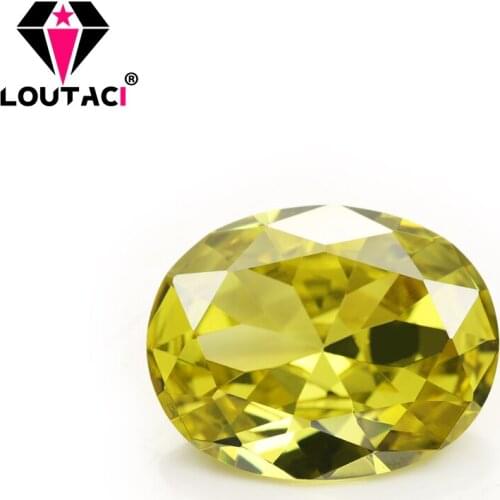 LOUTACI New Popular Oval Olive Yellow Cubiz Zirconia Wedding Ceremony For Lady Big Size 8x10--13x18mm