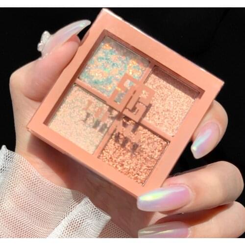 DIKALU 4-color Eyeshadow Palette Glitter Shimmer Pearly Matte Natural Waterproof Easy To Wear Large Sequin Eyeshadow TSLM1