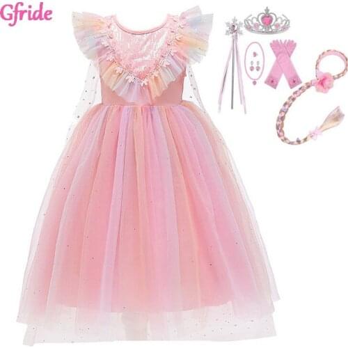 Cosplay Dress For Baby Girls Fancy Princess Party Dresses Kids Snow Queen Cosplay Outfit Halloween Disguise Clothing