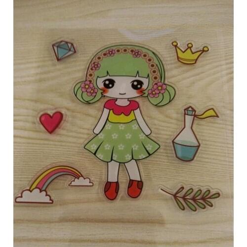 Clear Stamp Sweet Girl DIY Scrapbook Card Album Paper Craft Silicon Rubber Roller Transparent Stamps