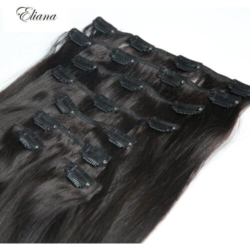 Remy Brazilian Straight Clip In Human Hair Extensions Black To Light Brown Honey Blonde Ombre 7 Pieces/Set 120G