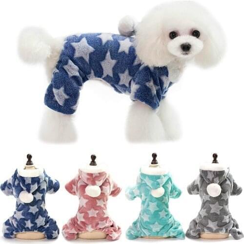 Star Pattern Dog Clothes Autumn Winter Warm Fleece Hoodies Pet Coat Jacket Yorkshire Chihuahua Small Dog Jumpsuit