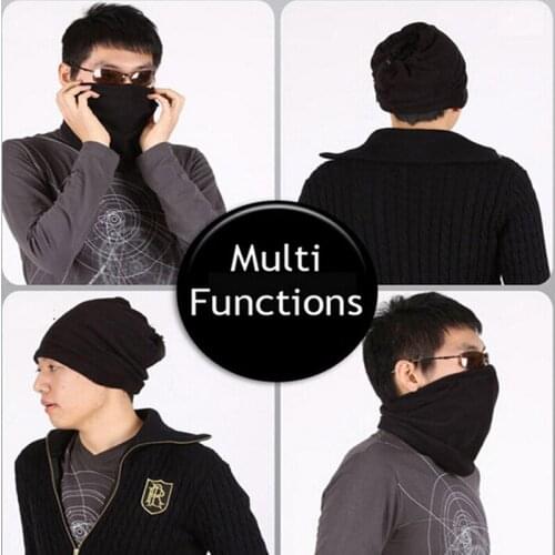4 in 1 Scarf Winter Unisex Women Men Black Sports Warm Thermal Snood Neck Warmer Face Mask Beanie Hats Wear Collar