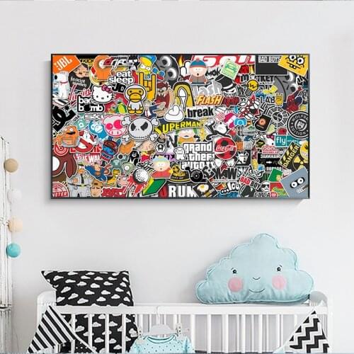 Modern Mural Art Cartoon Posters And Prints Canvas Painting On Wall Art Picture Living Room Bedroom Childrens Room Decorations