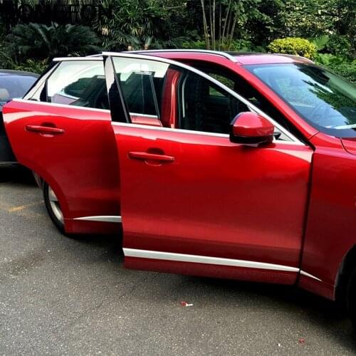 TOMEFON For Jaguar F-PACE 2016 2017 2018 Side Door Body Line Stripe Decoration Frame Cover Trim Exterior Accessories ABS Chrome