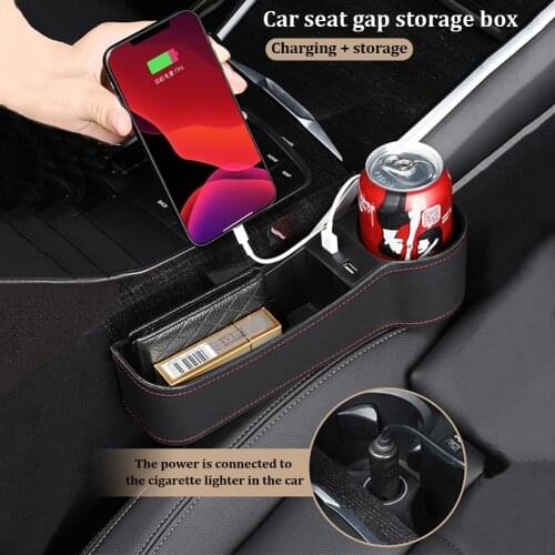 Universal Car Seat Gap Organizer Car Seat Gap Filler Console Side Organizer Cup Holder With USB Charging