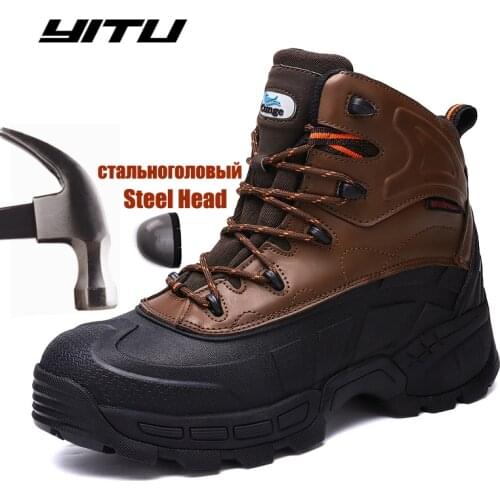 Safety Work Boots For Men Winter Security Ankle Shoes Anti-smashing Steel Toe Cap Boots Men Construction Work Boots