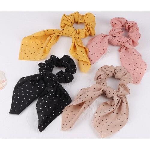 Women Ponytail hair ties Scarf Elastic Hair Rope for Women Hair Bow Ties Scrunchies Hair Bands Flower Print Ribbon Hairbands