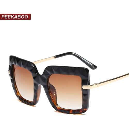 Peekaboo half metal square sunglasses for women big frame oversized sun glasses for women 2019 summer style uv400 hot selling