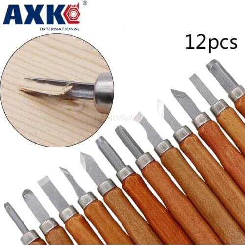12pcs Wood Carving Chisels Knife For Basic Woodcut Working DIY Tools and Detailed Hand Tools Imitation Mahogany with Box