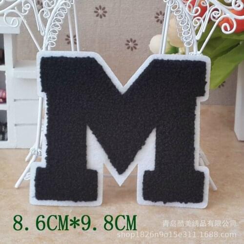 20pcs/lot Fashion Sew Towel Embroidery Patch Black Letter M Clothing Decoration Sewing Accessories Craft Diy Applique