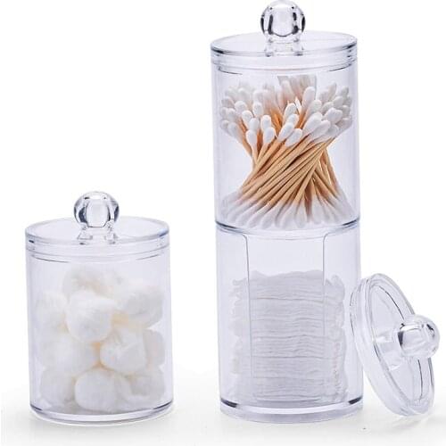 3Pcs Clear Cotton Ball and Swab Holder with Lid, Dispenser Storage Jars for Make Up Pads, Cosmetics, Bathroom