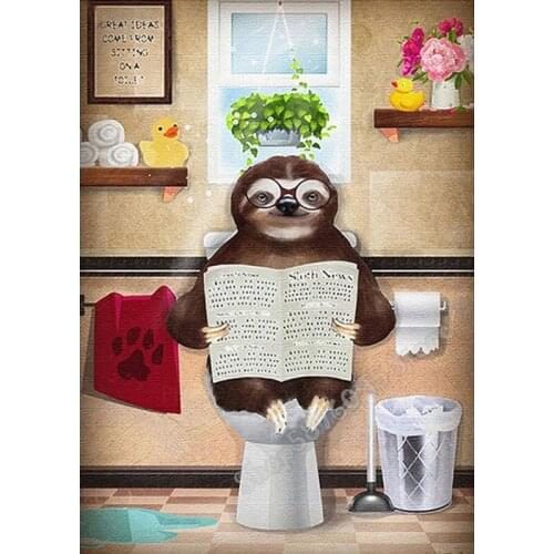 New Arrival Diamond Embroidery 5D DIY Full Drill Diamond Painting Cartoon Dogs on The Toilet Cross Stitch Mosaic Gift