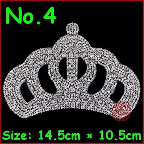 1 Pcs Large 14.5*10.5cm Crown Hotfix Rhinestone Motif Iron on Crystal Patch For Women Bride Wedding Dress Clothes DIY Garment