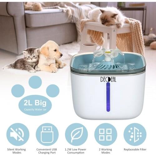 Automatic Cat Water Fountain Pet Dog Drinking Bowl Water Dispenser Feeder LED Lighting USB Powered Operated Feeder for Cats Pets