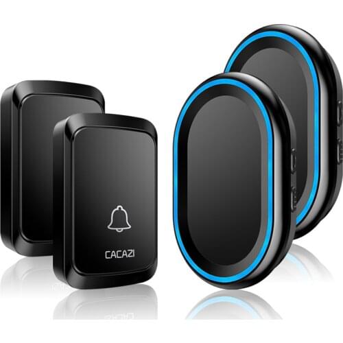 CACAZI Wireless Doorbell Waterproof LED Light 1 2 Button 1 2 3 Receiver Home Intelligent Door Bells Chime 58 Chimes 300M Remote