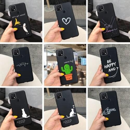 For OPPO A15 Case Black Silicone TPU Soft Phone Back Cover For OPPO A15 CPH2185 A 15 OPPOA15 Case Cartoon Funda Covers Cases