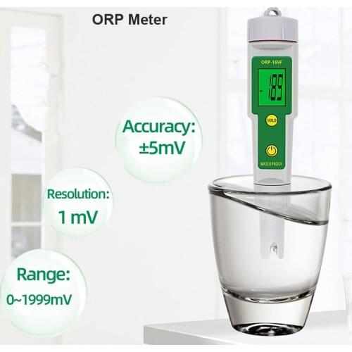Waterproof ORP Meter Replaceable Probe ORP Water Quality Tester Tool Pool Redox Potential Analyser with LCD Backlight Display