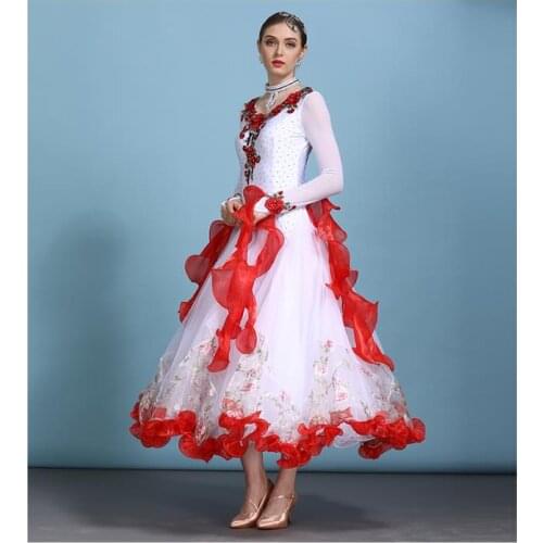 Long Ballroom Dance Modern Dress 2019 New Arrivals Flamenco Skirt Adult Dance Tango & Waltz Costumes Competition Clothes F0005