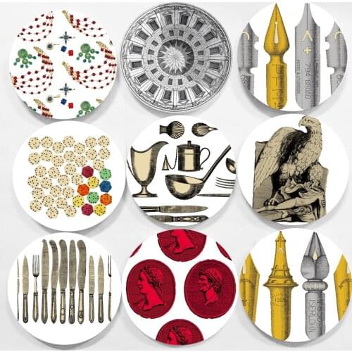 Elegant Ceramic Decoration Wall Plate Multistyle Wall-Hanging Plate Famous Building Art Plate Home Bar Room Studio Handicrafts