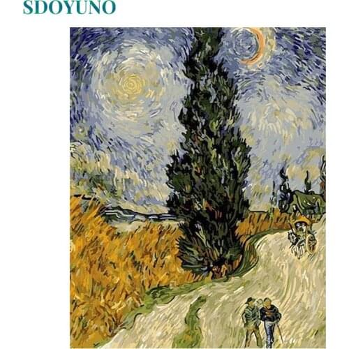 SDOYUNO DIY Oil Painting By Numbers Kits 60x75cm Scenery Coloring By Numbers On Canvas Frameless Digital Painting Home Decor Art