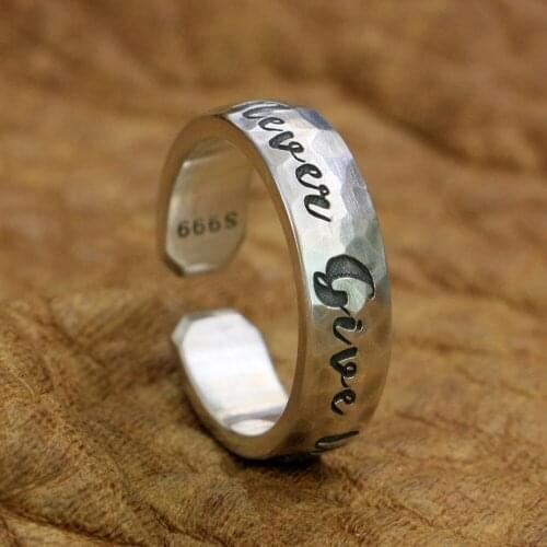 999 Pure Silver Never Give Up Engraving Customize Couple Ring 9Y026
