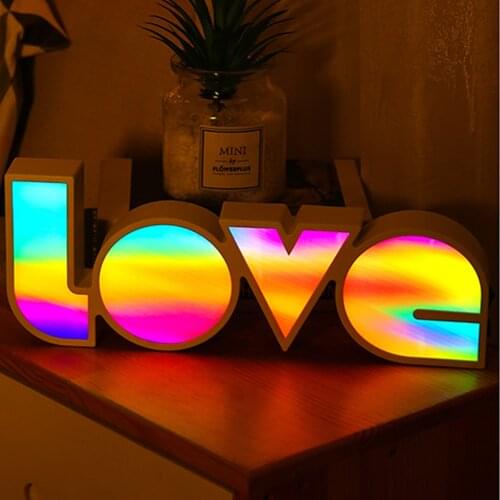Colorful Creative Lamp Wedding Party Bedroom Decoration Night Lamp Gift Battery Operated USB Power Rainbow LOVE LED Night Light