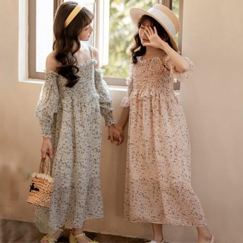 Flower girl dresses for girls summer 2020 beach wear green pink floral dress korea fashion clothing flower girl dresses girls