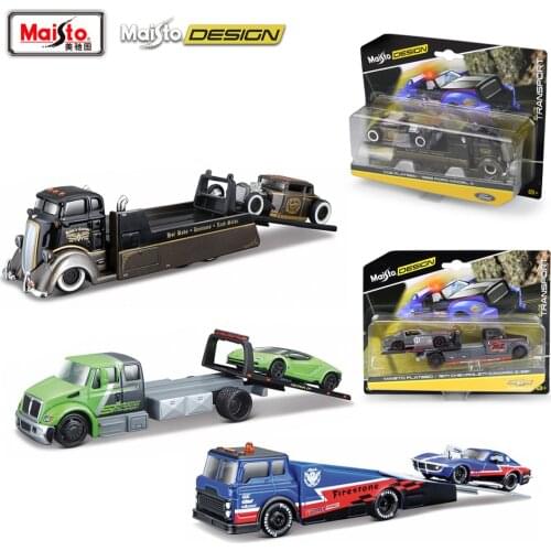 Maisto 1:64 International DuraStar Flatbed Lamborghini Centenario elite transport Die-casting car model collection gift toy