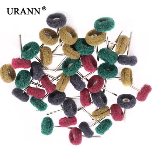 URANN 10Pc 3.0mm Mini Brush Scouring Pad Abrasive Wheel Nylon Fiber Grinding Sanding Head Buffing Polishing Wheel Set For Dremel