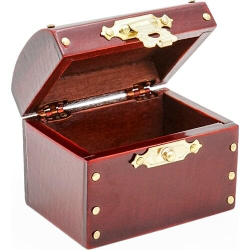 Odoria 1:12 Miniature Brown Treasure Chest Vintage Wooden Case Dollhouse Furniture Accessories for Livingroom Bedroom