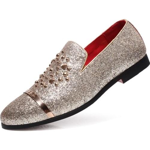 Italian Fashion Glitter Loafers Men New Arrival 2021 Coiffeur Wedding Dress Formal Shoes Men Elegant Party Shoes Men Classic