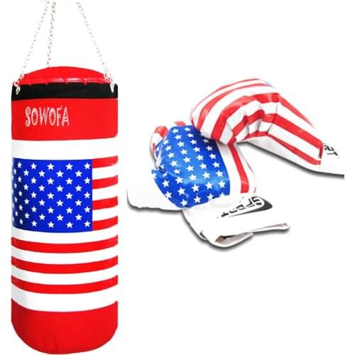 Children Boxing Toy Set Champion Punching Bag and Pair of Soft Padded Gloves USA Flag Sports Toys Training Game Extra Large