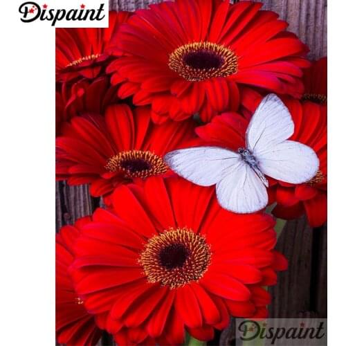 Dispaint Full Square/Round Drill 5D DIY Diamond Painting "Red flower" Embroidery Cross Stitch 5D Home Decor A10356