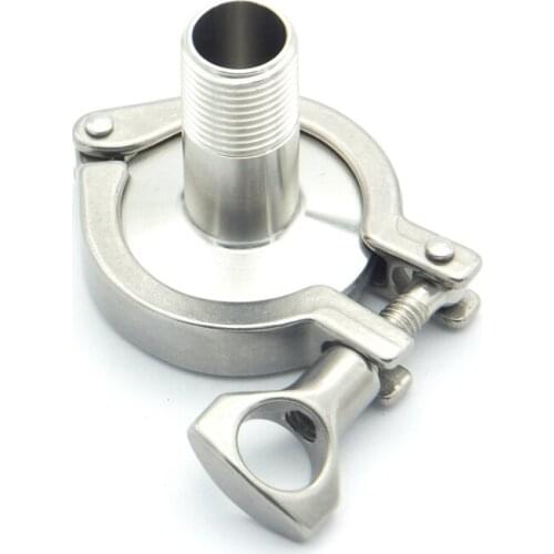 304 Stainless Steel Sanitary Pipe Fitting Set 3/8" BSP Male Thread Ferrule + 1/2" Tri Clamp + Silicon Gasket + End Cap