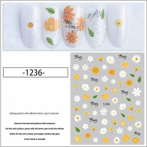 Large sheet nail art sticker for manicure accessories summer flowers fruit strawberry Japanese style ultra thin nail strip YJ048