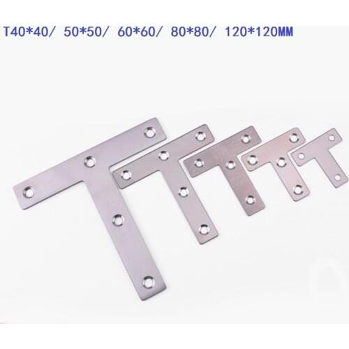 HIGH Quality Stainless Steel 40/50/60/80/120MM T Type Bracket Mending Repair Plate Connector Corner Angle Bracket