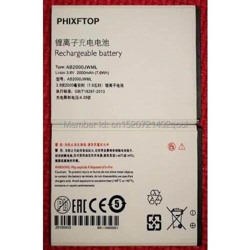 Tracking number, PHIXFTOP original AB2000JWMT Battery For Xenium S337 CTS337 cellphone for PHILIPS AB2000JWML Mobile phone 4.35V
