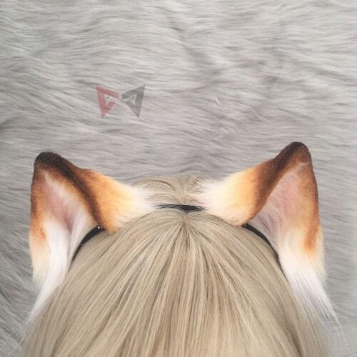 New handmade work gradient color cat hairhoop pink brown blue ears headwear for anime lolita cosplay costume accessories