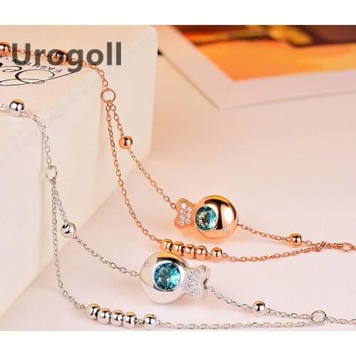 Noble Pure 925 Sterling Silver Anklet Fish Crystal Anklet Round Beads Anklets For Women Ankle Bracelet Foot Chain Girl Jewelry