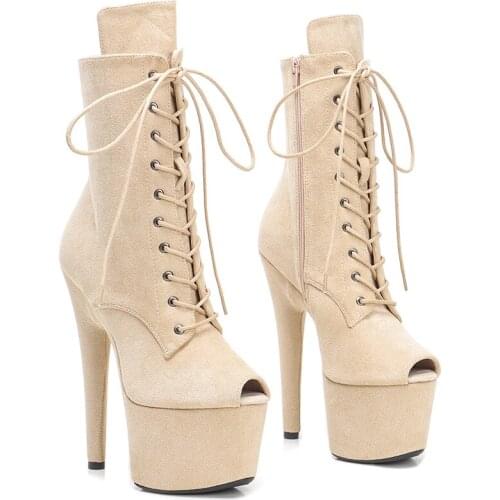 Leecabe 17CM/7inches Pole dancing shoes High Heel platform Pole Dance boots