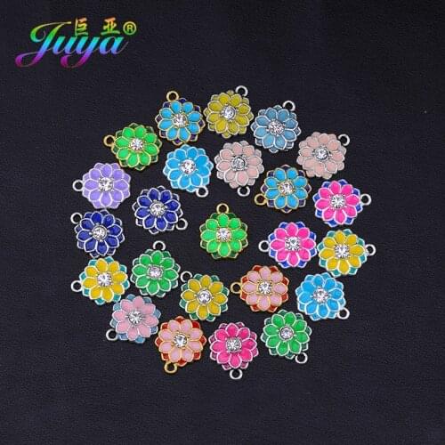Juya 10pcs/lot Wholesale DIY Handicraft Enamel Resin Colorful Flower Charms Pendant For Women Kids Fashion Charms Jewelry Making