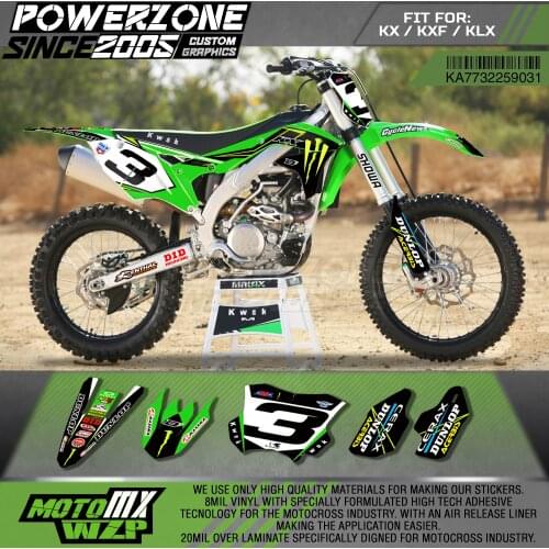 PowerZone Custom Team Graphics Decals 3M Stickers Kit For Kawasaki Sticker Decal 2017-2018 KX250F 2016-2018 KX450F 31