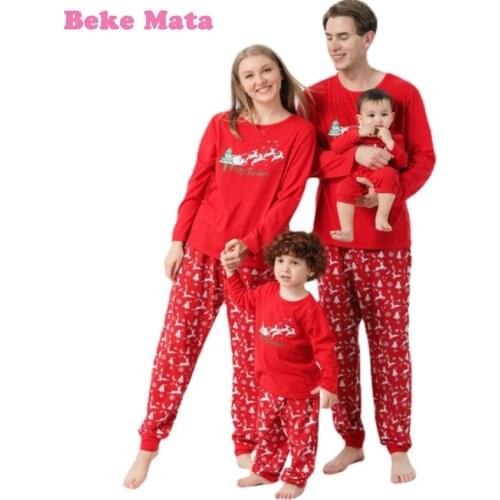 Christmas Family Pajamas Winter 2021 Family Look Mother Daughter Father Son Matching Clothes Long Sleeve Family Sets Outfits
