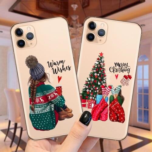 Merry Christmas Santa Claus Clear Phone Case For iPhone 11 12 Mini Pro XS MAX X XR 6S 6 7 8 Plus 5 5S SE New Year Silicone Cover