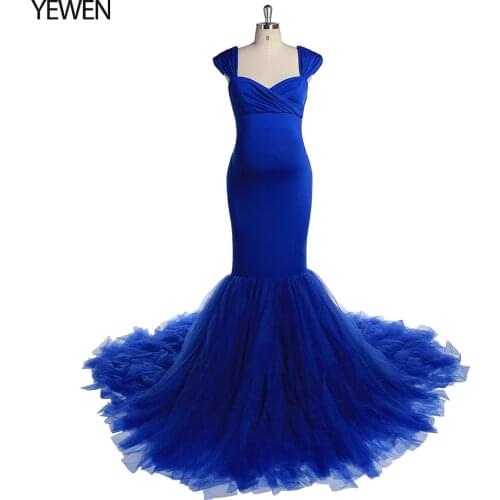 Short Sleeves Strech fabric Mermaid Maternity Dress For Photo shoot Prom Gown Yewen