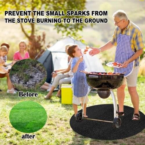 Non-stick BBQ Grill Mat Round Fireplace Brazier Fireproof Mat Barbecue Grilling Sheet Heat Resistance Mat Kitchen Tools