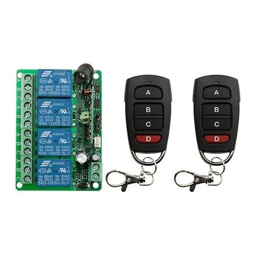 DC12V 4CH RF Wireless Remote Control System teleswitch 2* transmitter +1* receiver universal gate remote control /radio receiver