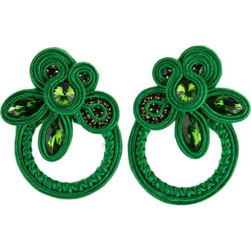 Soutache Earrings Flower weaving large Hoops Dangle Earring womens Jewelry purple red green colourful New trend Accessories