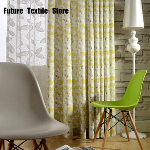 Modern Rural American Style Curtain Polyester-cotton Printed Window Curtain for Living Room Bedroom